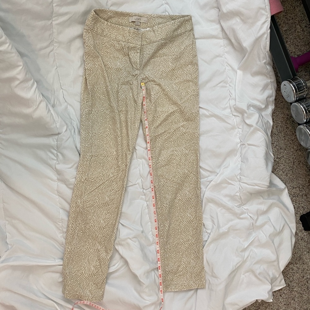 LOFT Beige Zigzag Patterned Trousers
